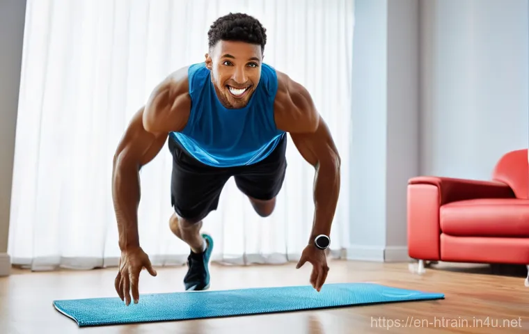 홈트 다이어트 운동 - **Prompt 1: Empowering Bodyweight Training**
    "A determined young woman in her late 20s, with a f...